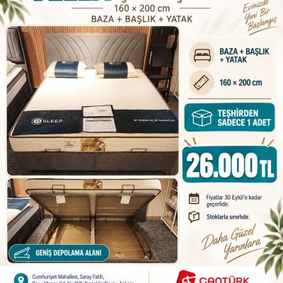 Bellona Vella Yatak Baza Başlık Set 160×200 (Teşhir)