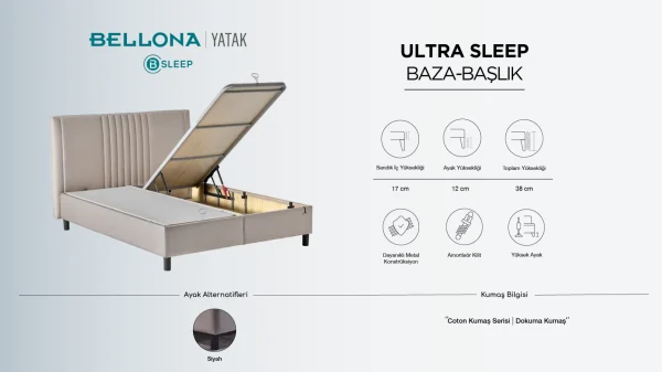 Bellona Ultra Sleep Çift Kişilik Yatak Baza Başlık Seti